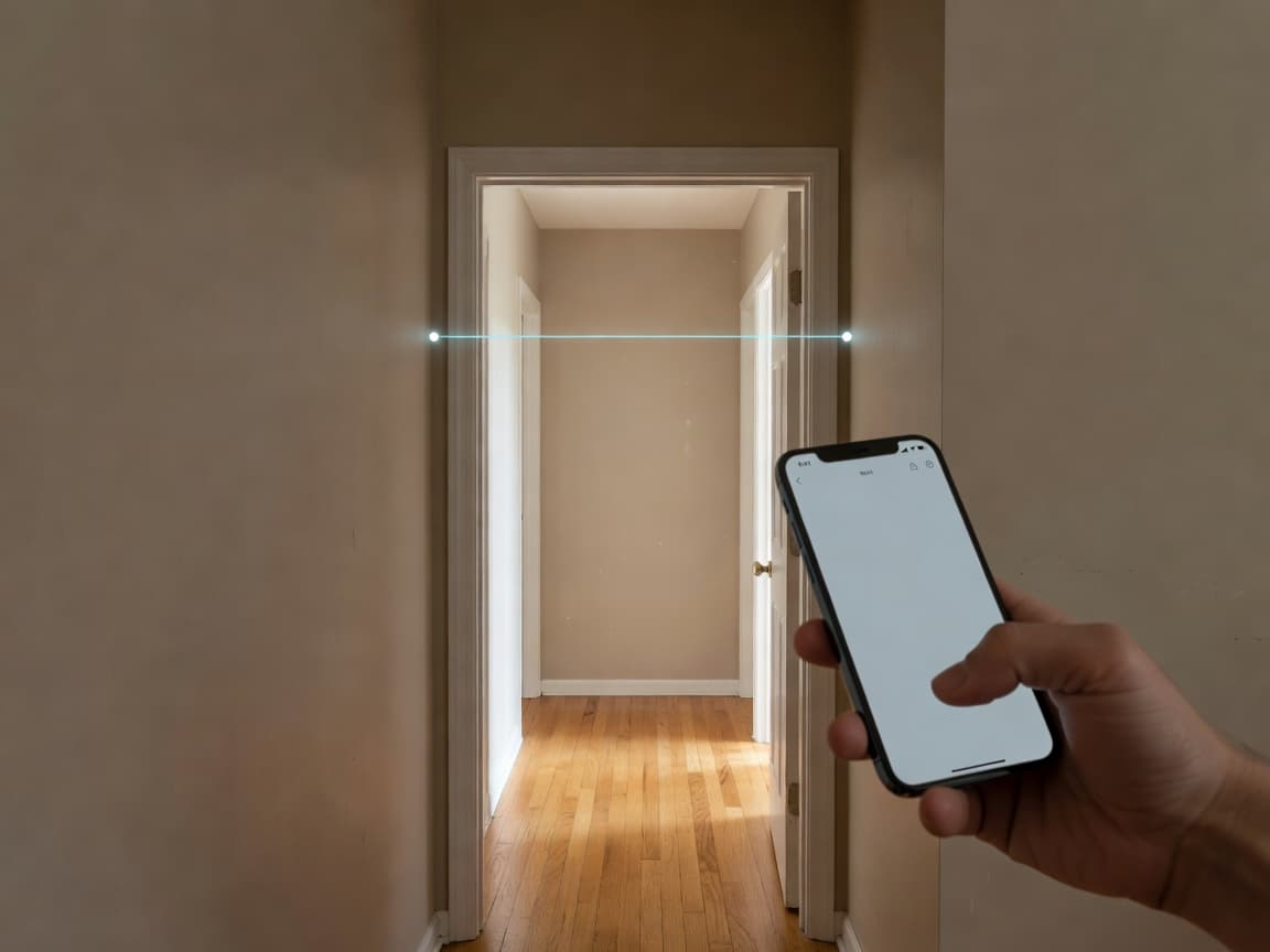 AR measuring app on iPhone measuring a doorway