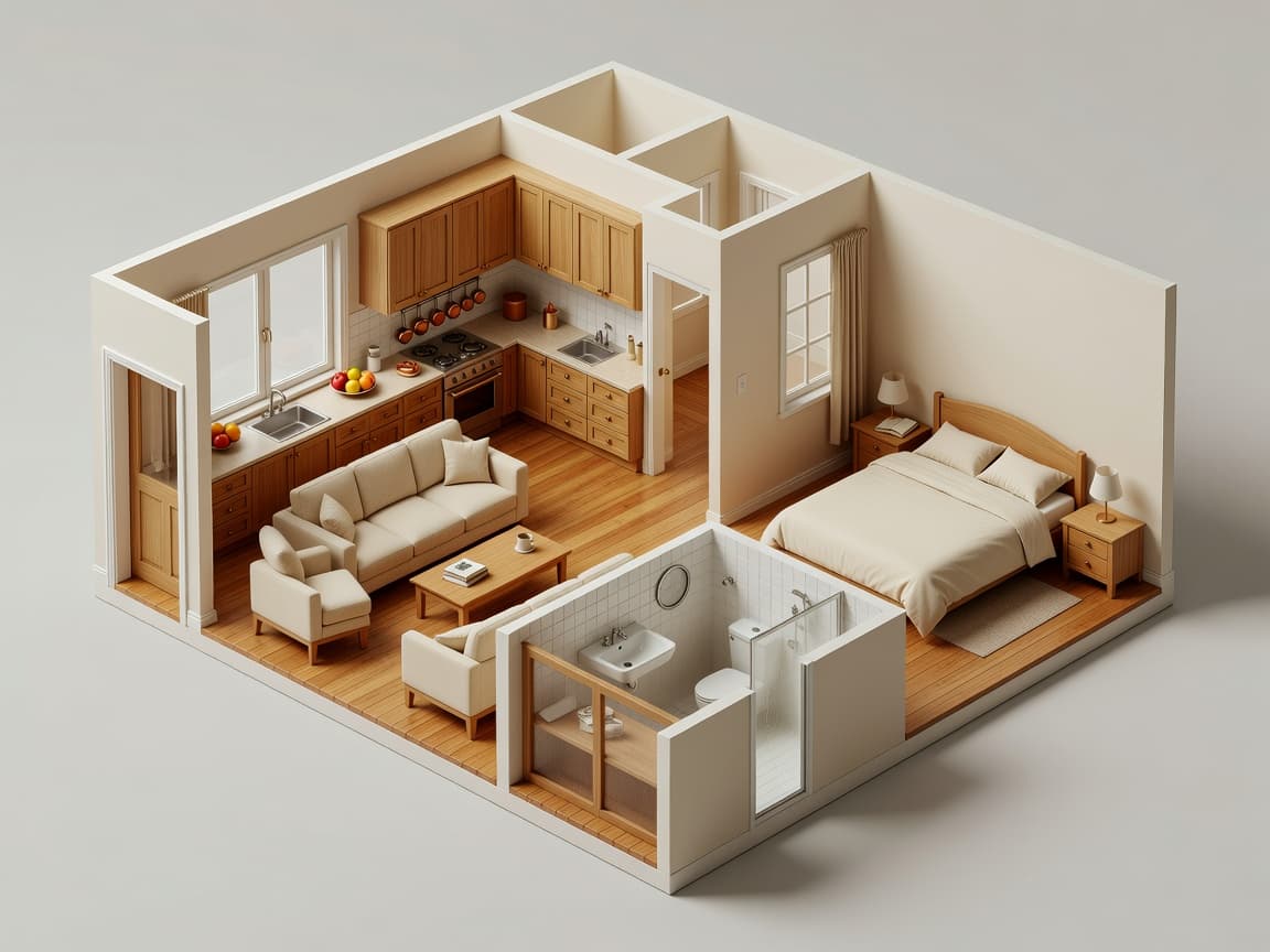 Multi-room 3D home plan from the house layout planner