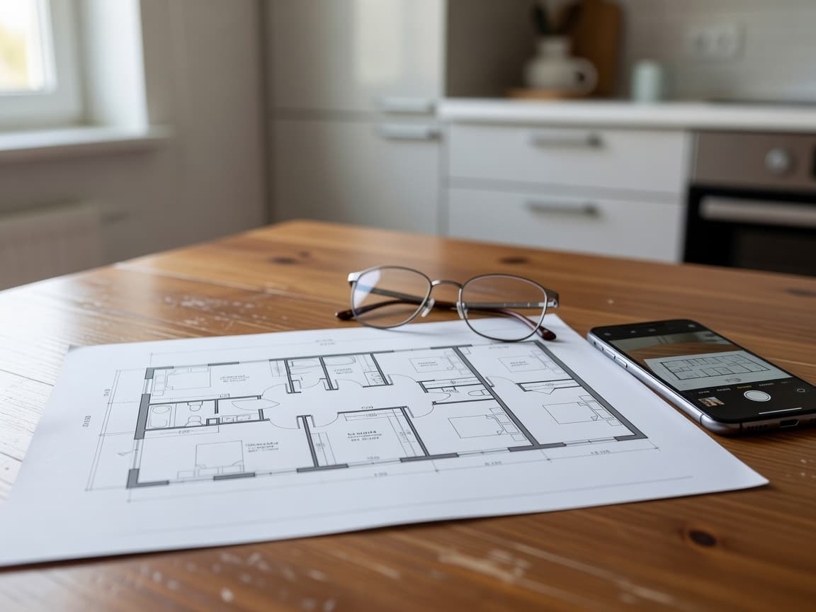 Photographing a paper floor plan to convert it with the AI floor planner